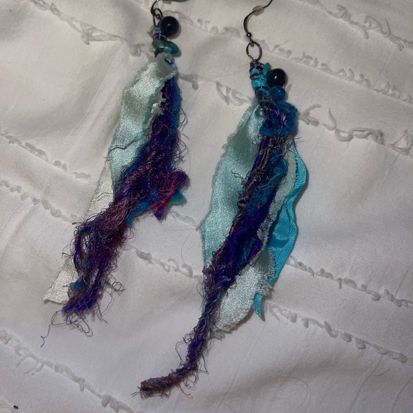 Blue and Purple Earrings - handmade - Picture 3 of 3